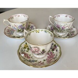 Royal Albert Set Of 3 Cup & Saucer Country Bouquet Collection 1990 England